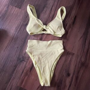 Aerie Light Neon Yellow Ribbed Bikini